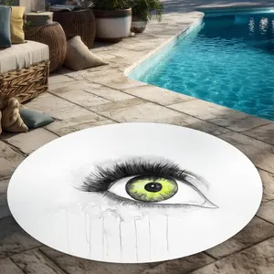 Begin Home Decor C1COAR55UCVJDH 5 x 5 ft. Green Eye in Watercolor - Round Outdoor Area Rug for Bedroom Decor