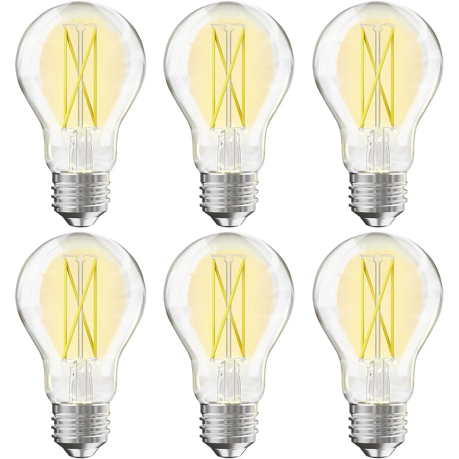 6 Pack Vintage Edison Bulbs, Dimmable, 60W Equivalent, High Brightness 5000K Daylight, 8W E26 Standard Base, 800Lumens, Clear Glass Filament Bulb for Home