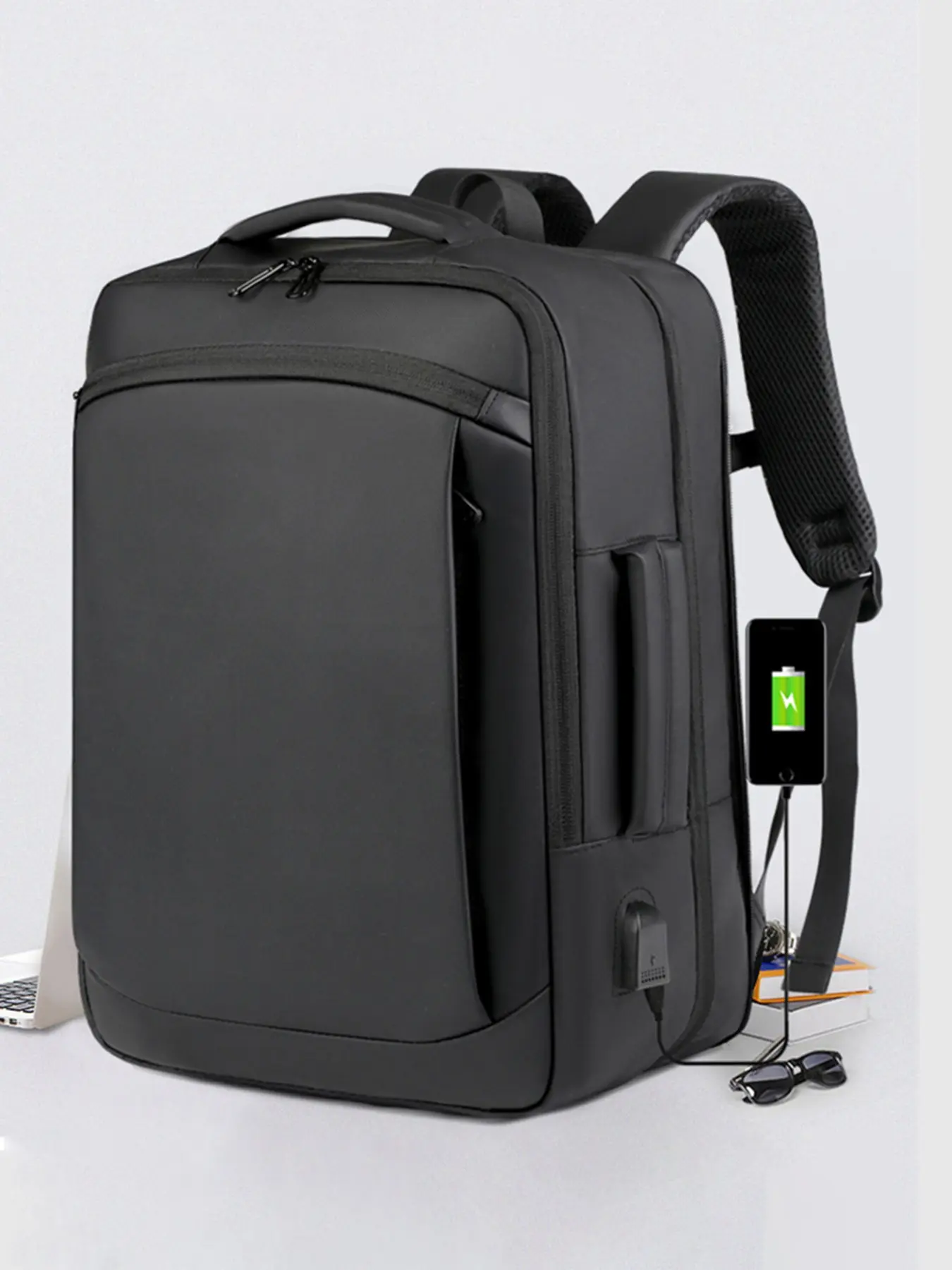 Expandable Multifunctional Travel Laptop Backpack, Traveler Essentials Backpack, Unisex Casual Style, Nylon Material, USB Charging, Large Capacity, Ideal for Business Trips, Laptop Compartment Backpack, Travel Backpacks
