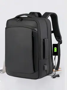 Expandable Multifunctional Travel Laptop Backpack, Unisex Casual Style, Nylon Material, USB Charging, Large Capacity, Ideal for Business Trips