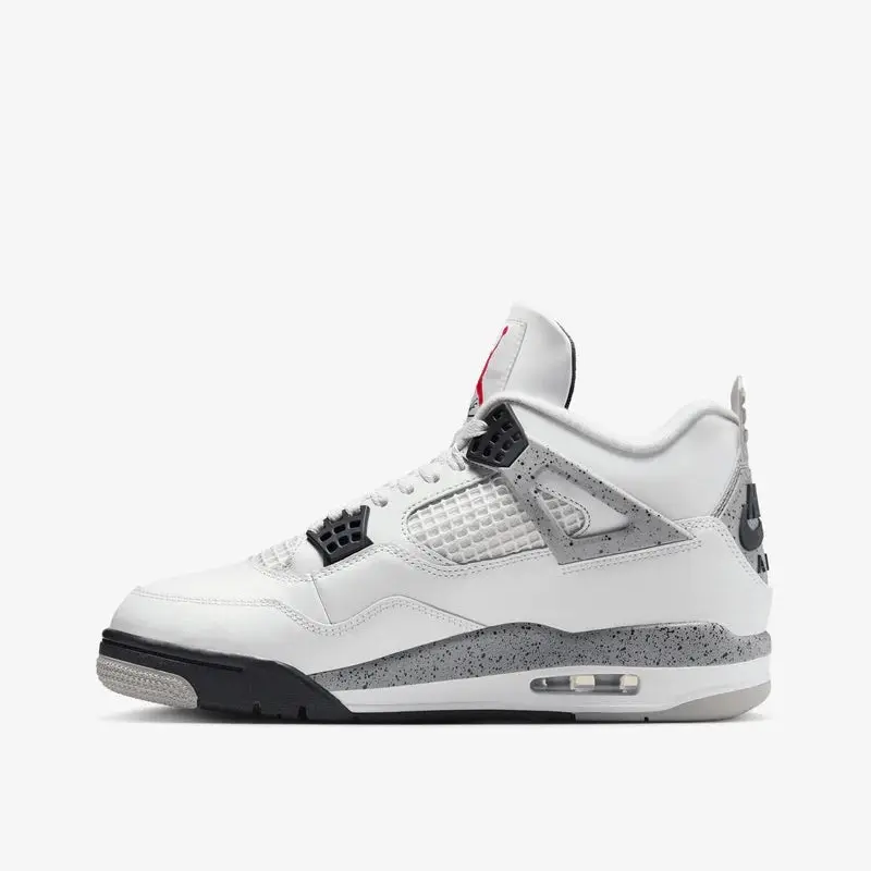 NIKE Air Jordan 4 Retro OG 'White Cement' (2025) Men's Classic White Leather Casual Fashion Shoes with Air Cushioning for All-Seasons, Mensfashion