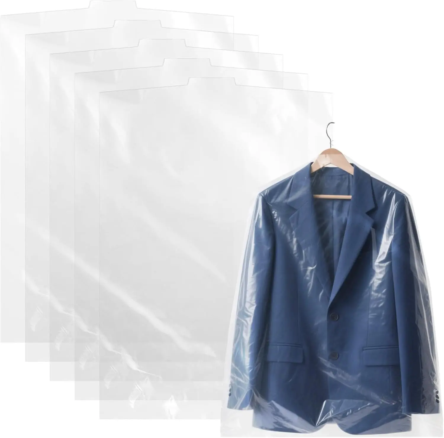 Garment Bags 30 Pack Clear Garment Bags Hanging Clothes,Clear Plastic Bags,Plastic Clothes Covers Hanging