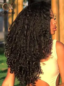 Gktineke New Afro Curly V-Part Wig, Medium Length Curly Hair, Soft Full Head Design, Easy Clip-In Half Wig for Women 20-26inch