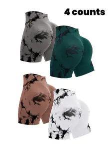 Women's Tie Dye Print High Waist Sports Shorts, High Stretch Casual Comfortable Breathable Tummy Control Butt Lifting Skinny Shorts for Yoga Gym Workout, Ladies Sportswear for Spring & Fall
