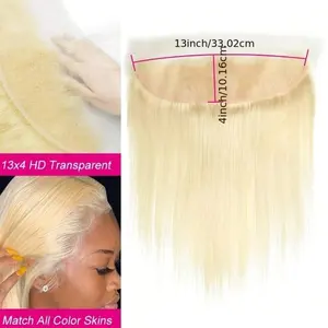 "13x4 613 Blonde Lace Frontal 180 Density Virgin Remy Human Hair Ear to Ear Pre Plucked Baby Hair Natural Hairline Can Be Dyed & Bleached Soft Thick No Shedding For All Ethnicities "	