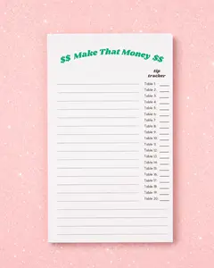 Server Tip Tracker Notepad | Cute Waitress & Server Notepad