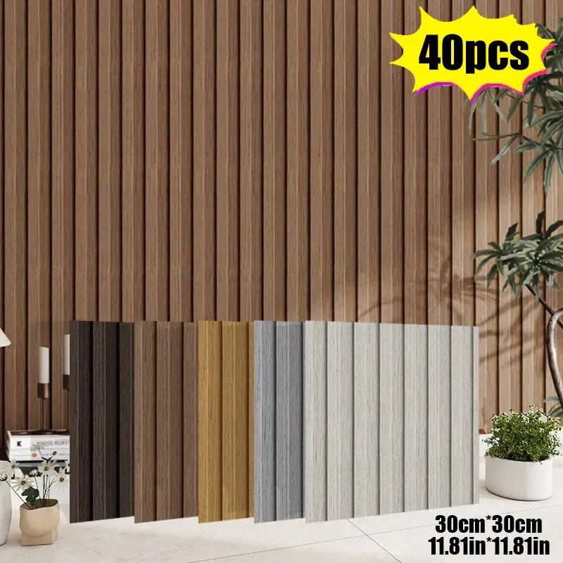 40pcs Wood Grain Pattern Wallpaper Stickers, 30x30cm Thick Waterproof Self-Adhesive, Easy Installation, Ideal for Living Room & Bedroom Decor, Peel And Stick Wallpaper