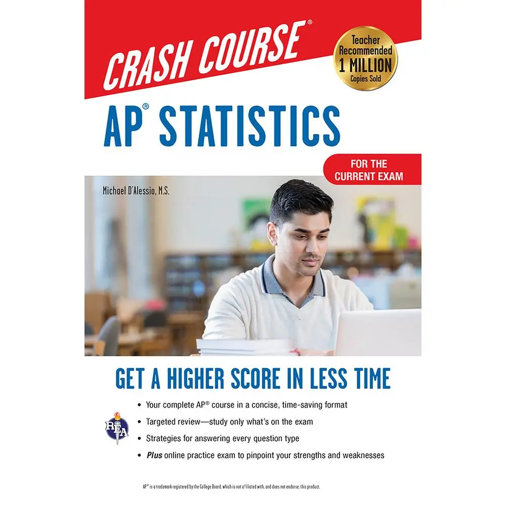 USED Book - Ap(r) Statistics Crash Course, Book + Online: Get a Higher Score in Less Time by D'Alessio, Michael (Paperback) - english