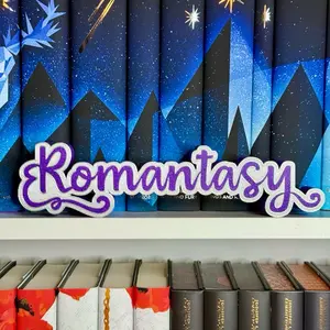 Romantasy BookShelf Genre Sign Library Book Lover Gift Custom Colors 3D Printed Book Club Decor for Bookshelves and Libraries