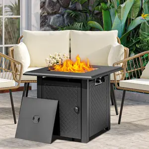 Gas Fire Pit,28 Inch Propane Fire Pit Table, 50,000 BTU Steel Gas Fire Pit for Outdoor Paito Garden Backyard,Add Warmth and Atmosphere to Gatherings and Parties