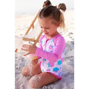 Long Sleeve Rash Guard with Front Zipper | Seaside Sweetie