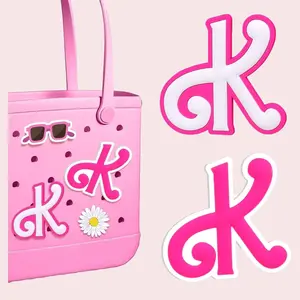 2Pcs Pink Personalized Letter Charm for Bogg Bag - A-Z Alphabet Decorative Charm Insert Accessories for Simply Southern Bag Original & Tote Beach Bags