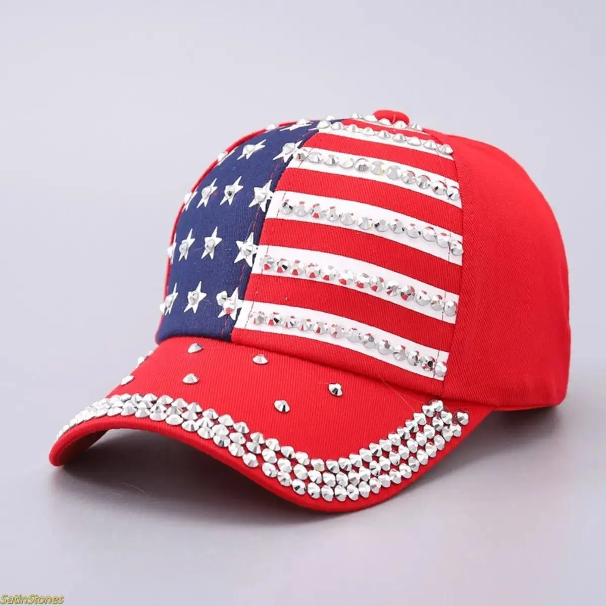 Big red color matching rhinestone flag