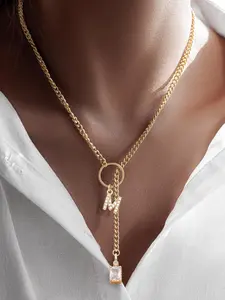 Initials Pendant Necklace for Women, Stainless Steel Jewelry for Party, Daily Clothing Decor, Trendy All-match & Exquisite Jewelry for Birthday Gift