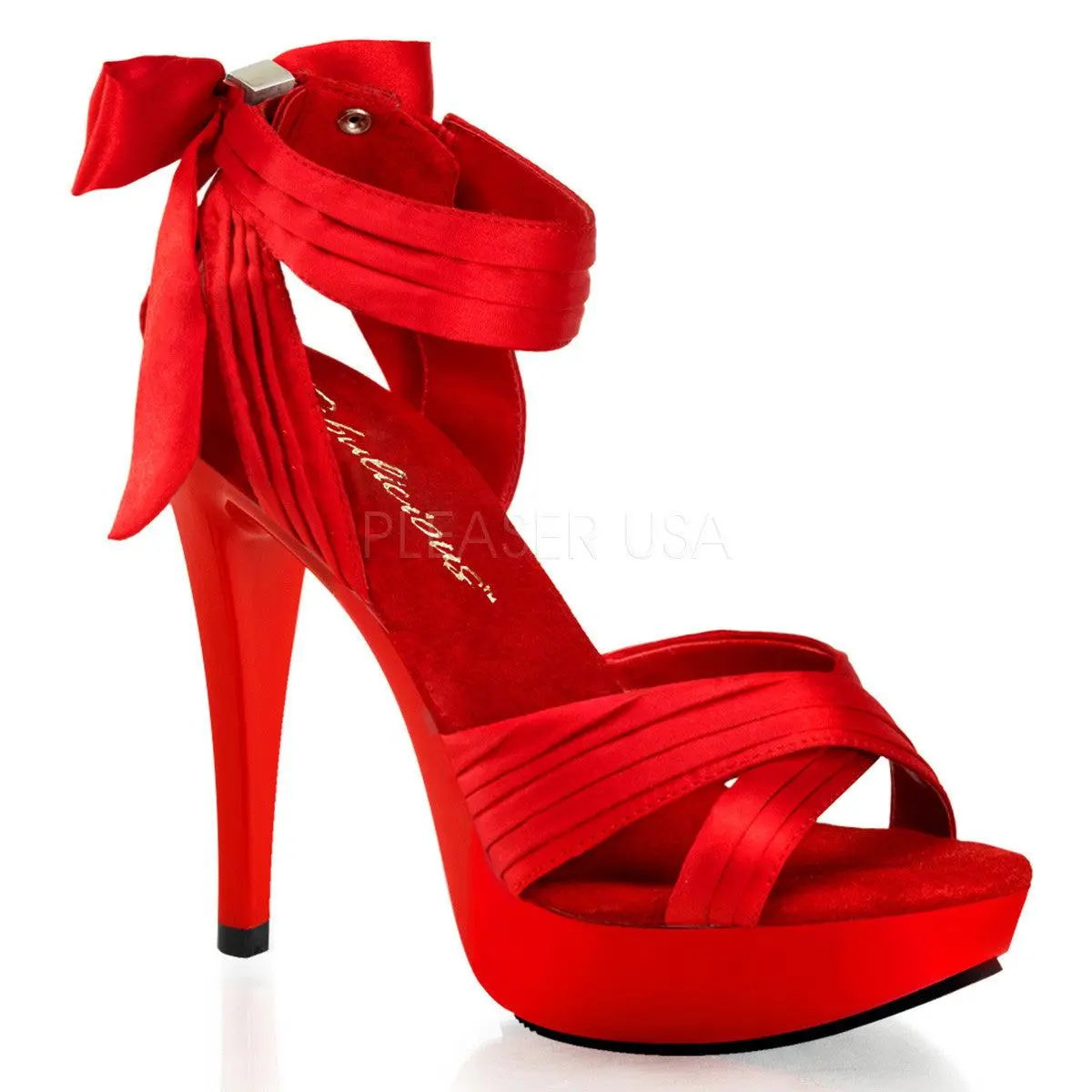 Women's Classy Elegant 5" Heeled Sandals, High Heel Red Satin Shoe, COCKTAIL-568 Style