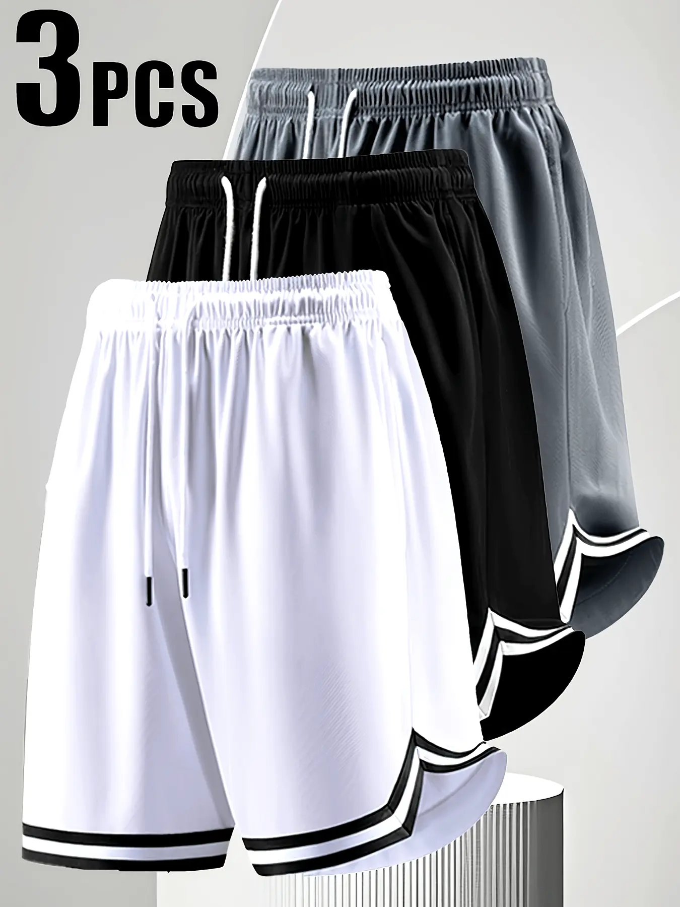 Men’s 3-Pack Quick-Dry Lightweight Athletic Basketball Shorts, Knee-Length, Casual Style for Outdoor Sports and Leisure Wear
