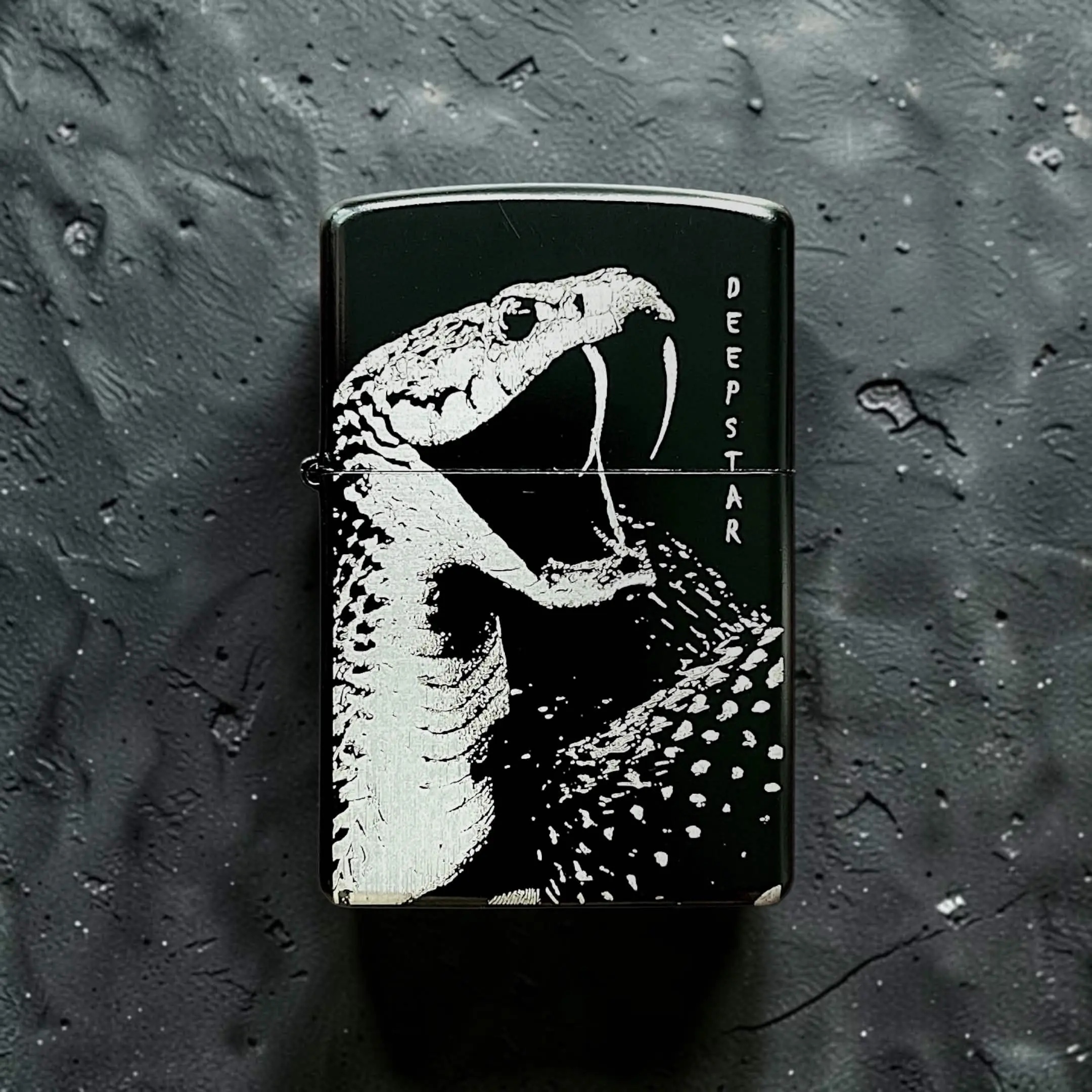 Bite Back - DEEPSTAR - Unfueled Refillable Collectible Flip Lighter - Full Metal - Windproof - Durable