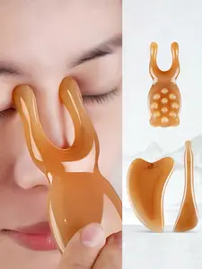 3Pcs Facial Massage Tools, Imitation Sheeps Horn Gua Sha Board, Tensile Rod, Face Special Resin Face Pulling Meridian Massage Stick