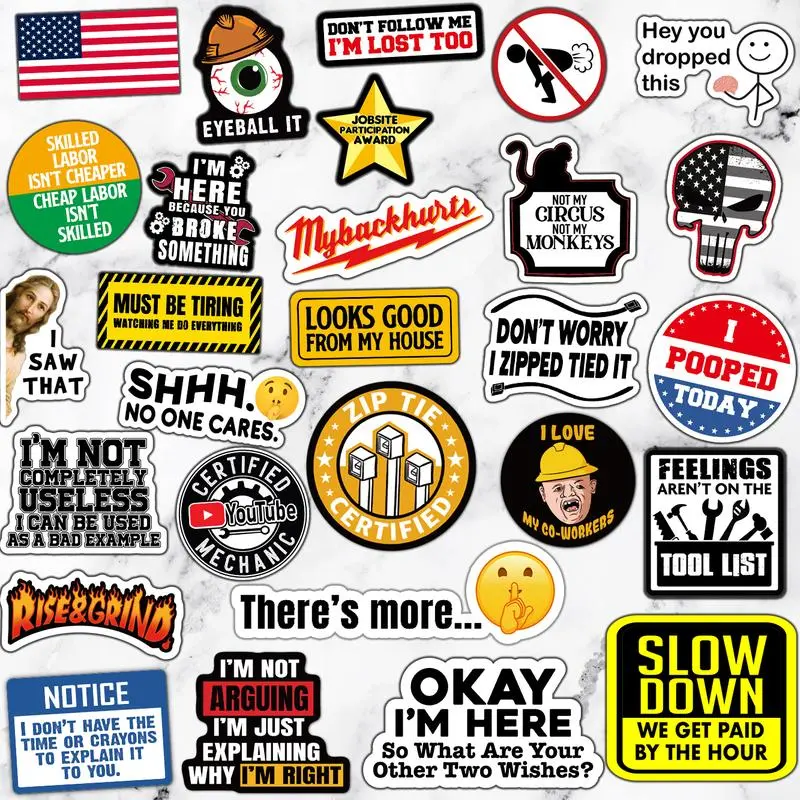 Party Gifts 150/450 PCS Funny Hard Hat Stickers (Dirty) - Waterproof Vinyl for Welding Helmet, Tool Box, Electrician, Mechanic Cars - Blue Collar Accessories for Bumper Mechanic, Co-Workers
