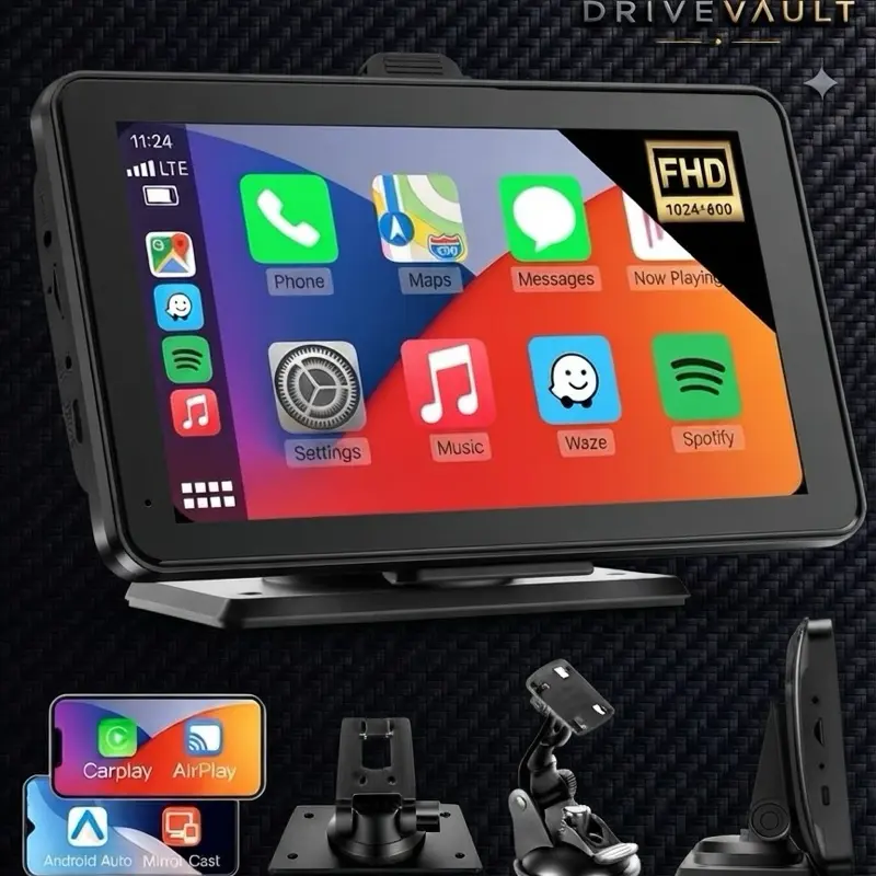 [DriveVault] Wireless Android Auto & CarPlay Screen | Portable Touchscreen Display with GPS, Bluetooth & Voice Control