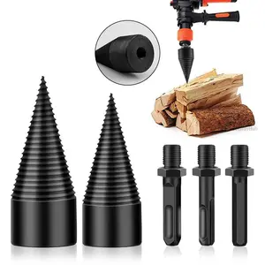 Firewood Log Splitter Drill Bit Set – Heavy-Duty Carbon Steel Wood Splitting Cone with Round/Hex/Square Shank – Safe, Efficient, and Easy to Use for Fireplace, Camping, Home Heating, and Outdoor Wood CuttingC28ChicLadyHub