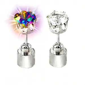 1 Pairs LED Earrings, Mix Color Changing Light Up Earring Diamond Crown Studs, Wedding Rave Dance Party Flashing Blinking Colorful Glowing Halloween Christmas Decoration Present for Men Women