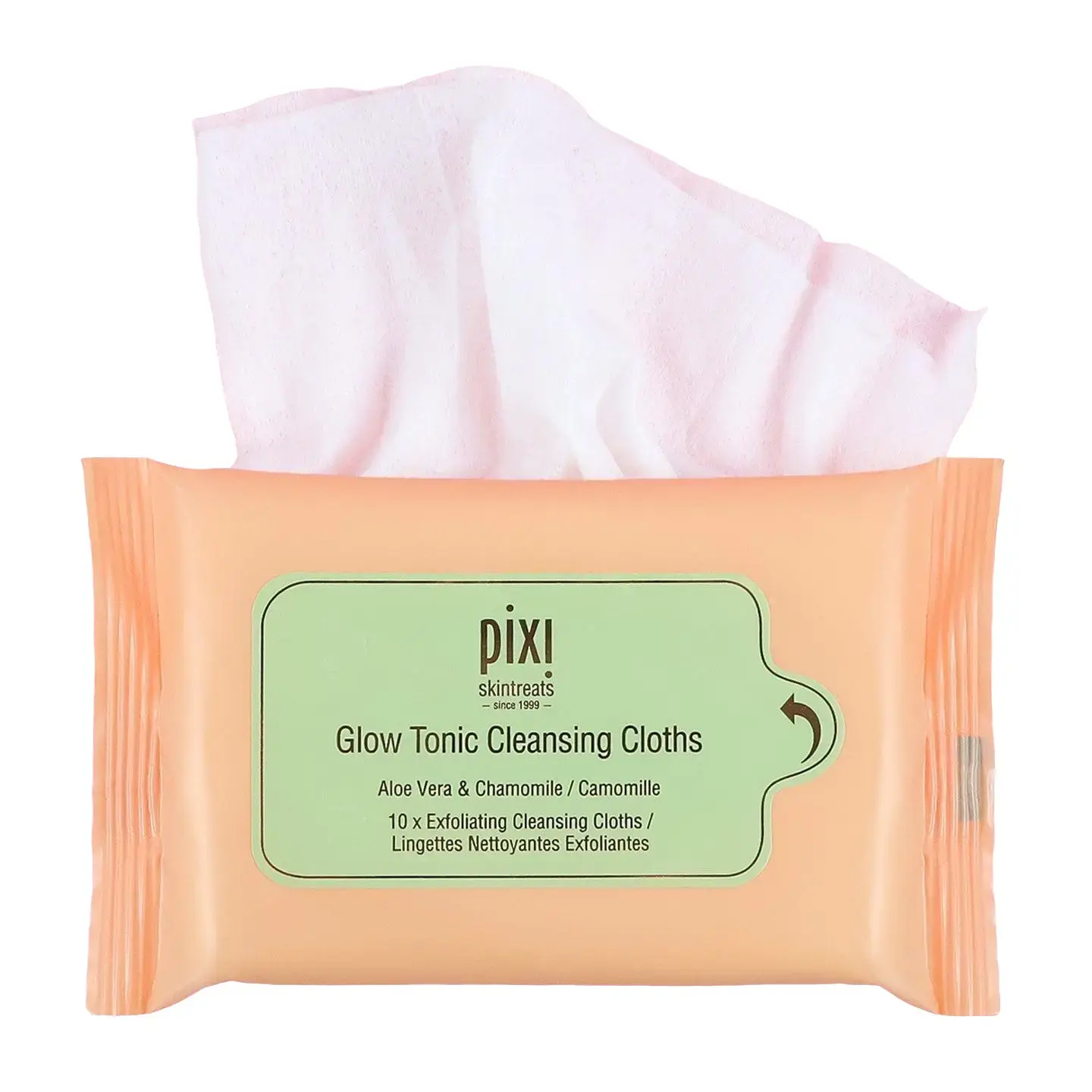 Pixi Glow Tonic Cleansing Cloths, Hydrating Facial Cleanser Wipes for Makeup Removal, Smooth Exfoliating Skincare Essentials