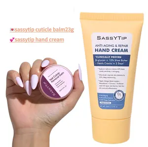 SassyTip Ageless Hands Duo Anti-Aging Hand Cream & Cuticle Rescue Balm 50Ml Visibly Reduce Wrinkles Age Spots Repair Dry Cracked Cuticles Non-Greasy Fragrance-Free