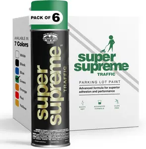 Fox Valley Super Supreme Traffic Marking Paint – 18 oz (6-Pack) Green, Fast-Drying, Long Lasting, Durable & Weather-Resistant - Marking Paint for Roads, Parking Lots, Sidewalks & Factory Floors, Green
