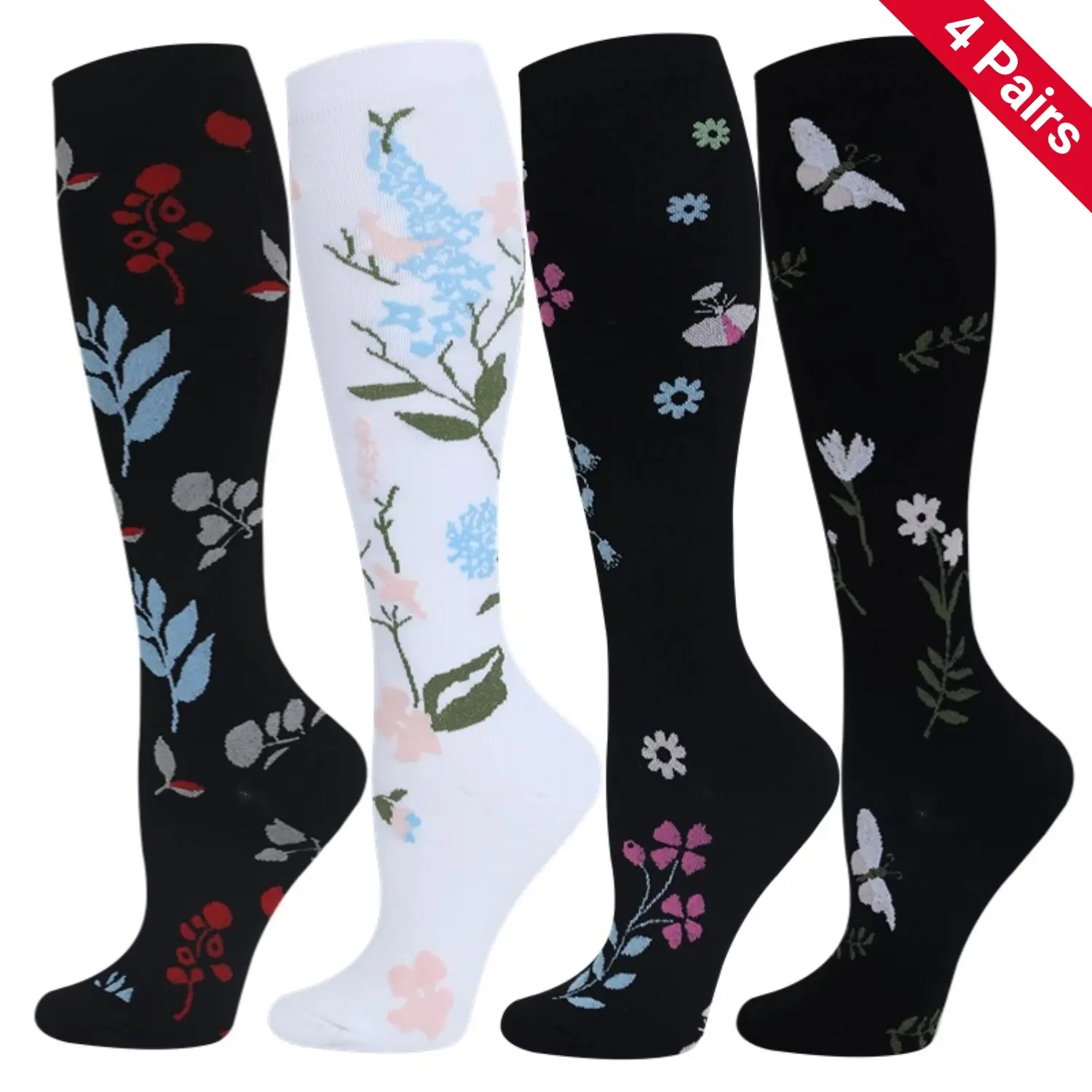 Isunie 4 Pairs Graduated Compression Socks for Women & Men, Arch Support, Moisture-Wicking & All-Day Comfort for Work, Travel, Walking, Running & Daily Wear, Mother's Day Gifts Sports Stockings , Summer Deal