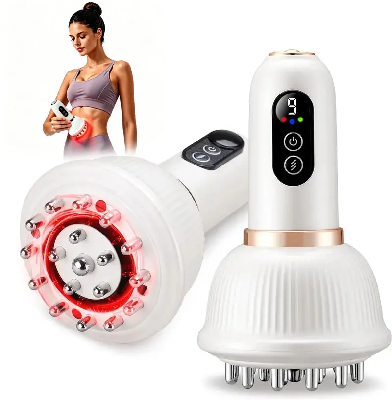 Lymphatic Drainage Electric Meridian Brush, Wireless Design, Anti Cellulite Massage Tool,  with Red Light Therapy, Heating, Vibration for Stretch Marks & Cellulite, with Massage Oil I Great Gift for Parents