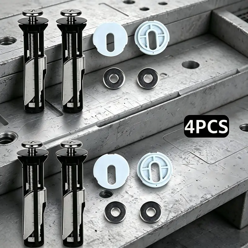 4PCS Universal Toilet Seat Bolt Kit Screws, Quick Release Easy Install Toilet Seat Replacement Parts, Firm Hold Anti Loose Toilet Cover Maintenance Fixing Accessories for Residential Indoor Bathroom Toilet Units