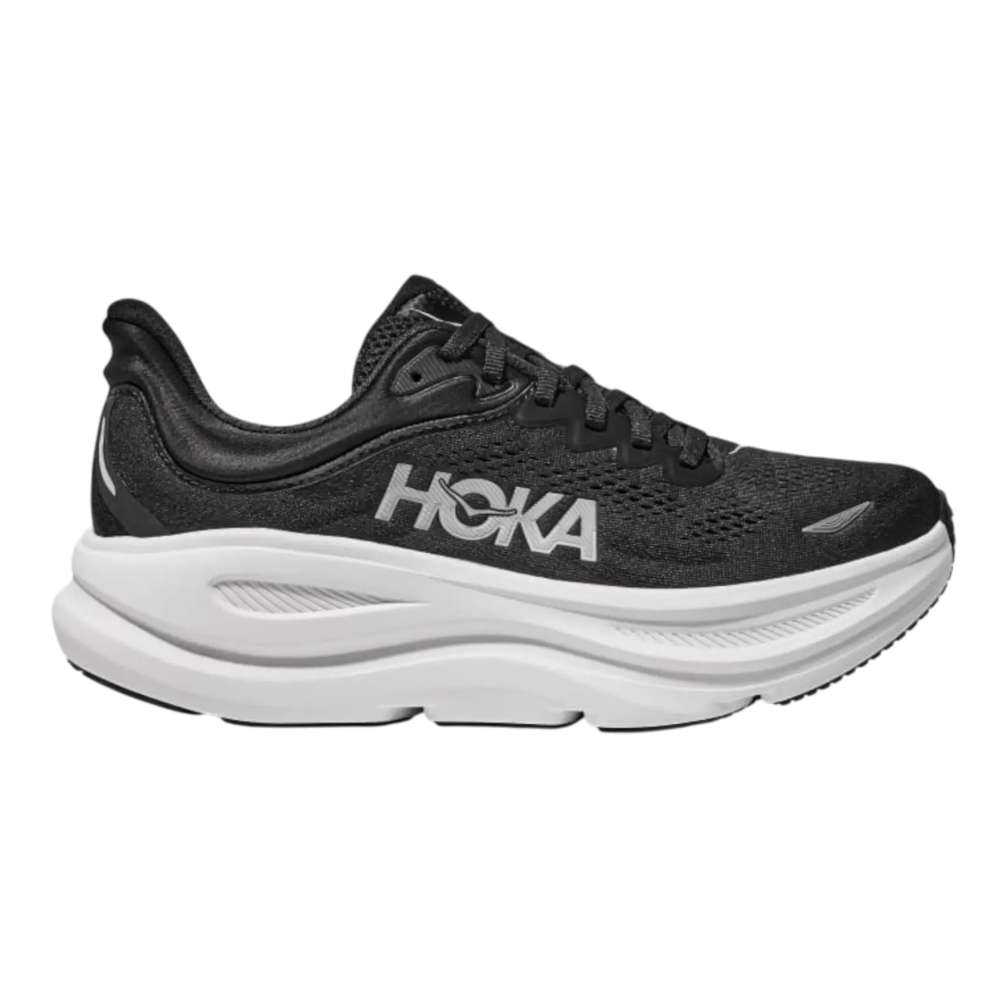 HOKA Bondi 9 Men's Running Sneakers Black/White with Plush Cushioning & Secure Fit for All Seasons