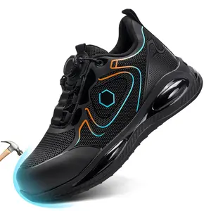 Men's Steel Toe Safety Shoes,Anti-Puncture Protection,Swivel Buckle Fit,Built for Outdoor Work,with Breathable & Lightweight All-Day Comfort