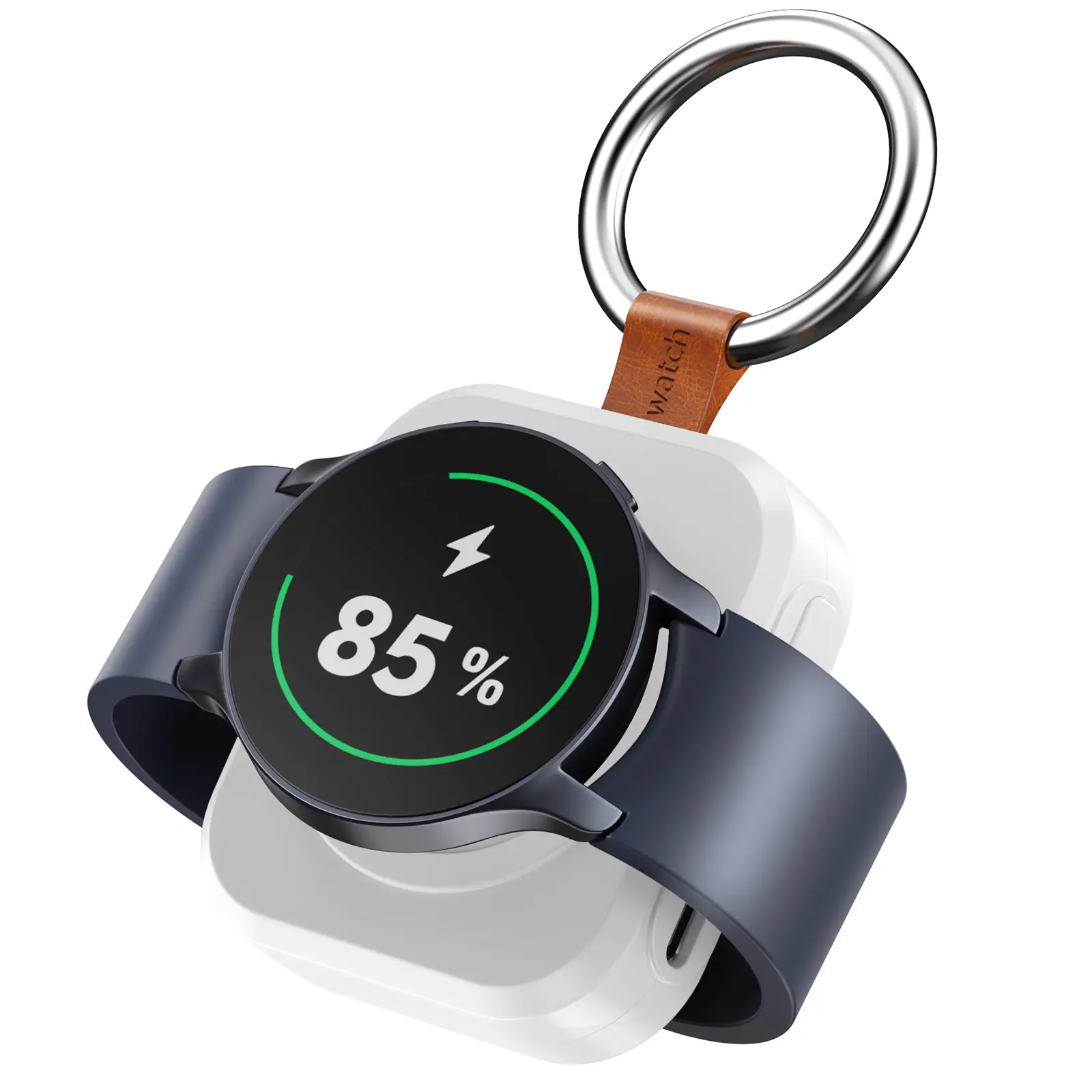 Portable Charger  For Samsung Galaxy Watch Active 1/2/3/4/5 Pro/6 Classic/6/7/8 With Capacity Of 1200 Mah And Supports Fast Wireless Charging (Not for Apple Watch) White Android Compact Wearable Chargeable Smart Watch Device