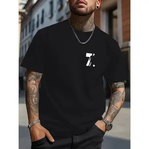 Men'S Casual CR7 Graphic T-Shirt - 100% Polyester, Lightweight , Regular Fit Crew Neck, Machine Washable, Ideal for Sports and Casual Wear