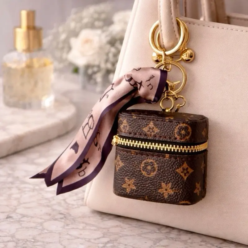 Luxury Mini Pouch Keychain Elegant Bag Charm & Earbud Holder for Stylish Accessories