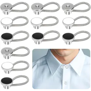 12 count Elastic and Adjustable  Extenders for Mens Shirts, Comfortable  Button Extenders for Mens Dress Shirts and Suits Cuffs, Tie  Extender, 3 Colors(Black, White, )
