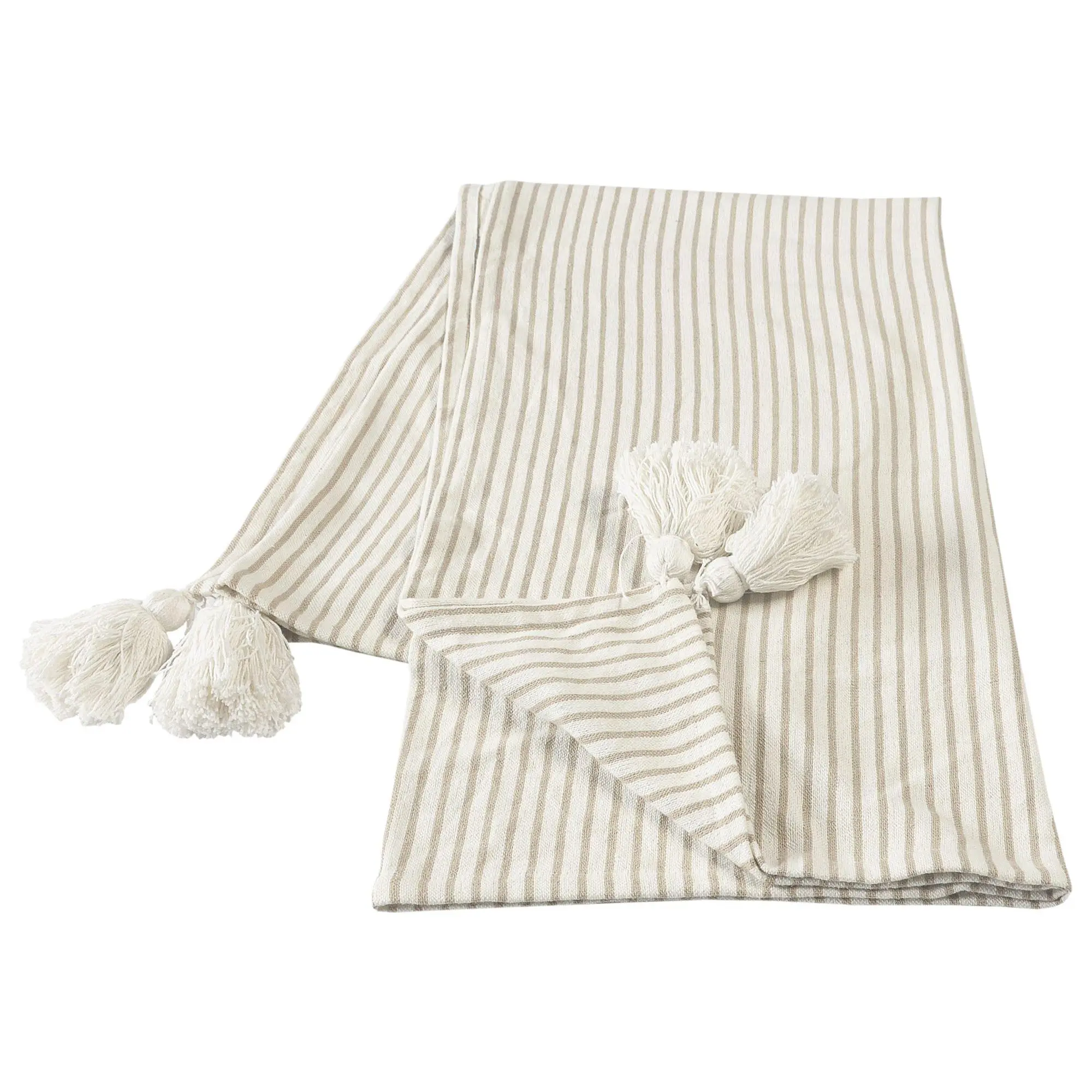 Ox Bay Striped Transitional Cotton Throw Blanke t