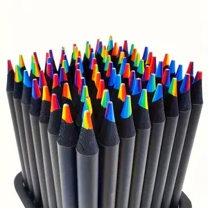 6Pcs Rainbow Gradient Magic Pencil Set, Wood Design, Ideal for Doodling, Drawing, Writing, Kawaii Style Back-To-School Supplies, Art Supplies