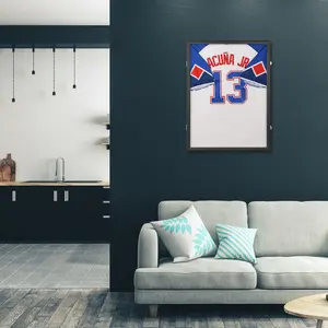 Wooden Hanging Rectangle Sports Jersey Display Case - Metal Wall-Mount Lockable Flat Frame Shadow Box with UV-Protective Acrylic Door for Football, Bedroom Decor