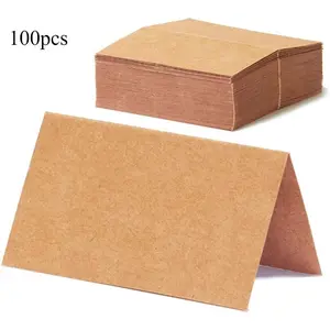 100pcs Kraft Table Name Cards, Blank Rustic Tent Cards, Place Cards for Weddings, Dinner Parties, Banquets, Events