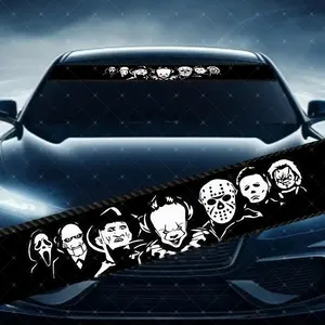 Horror Character Car Windshield Sticker, Decorative Vinyl Decal, Car Decals, Truck Decals, Scratch Cover Waterproof UV Protection, Fits All Cars