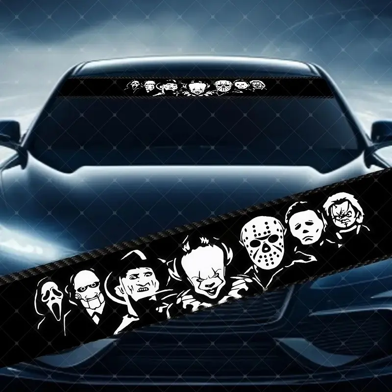 Horror Character Car Windshield Sticker, Decorative Vinyl Decal, Car Window Decal, Vehicle Exterior Decoration, Car Decals, Automotive Decals, Truck Decals, Scratch Cover Waterproof UV Protection, Fits All Cars
