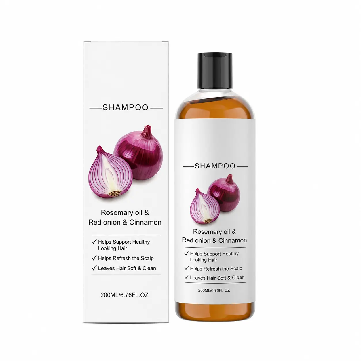 Refreshing Scalp Cleansing Shampoo with Rosemary Oil, Red Onion & Cinnamon for Men & Women, Daily Hair Care for Soft, Fuller-Looking Hair
