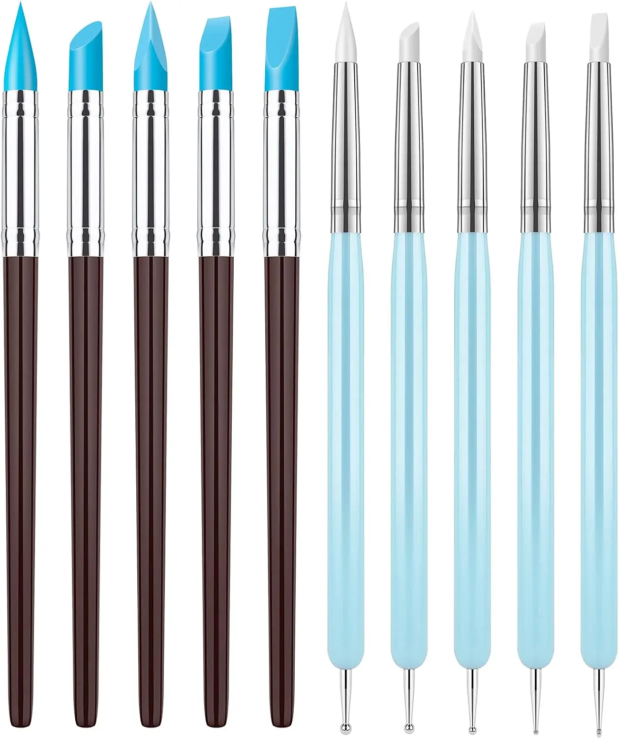 10Pcs Silicone Clay Sculpting Tool, Modeling Dotting Tool | Pottery Craft use for DIY Handicraft, Silicone Brush, Sculpture Pottery, Nail Art