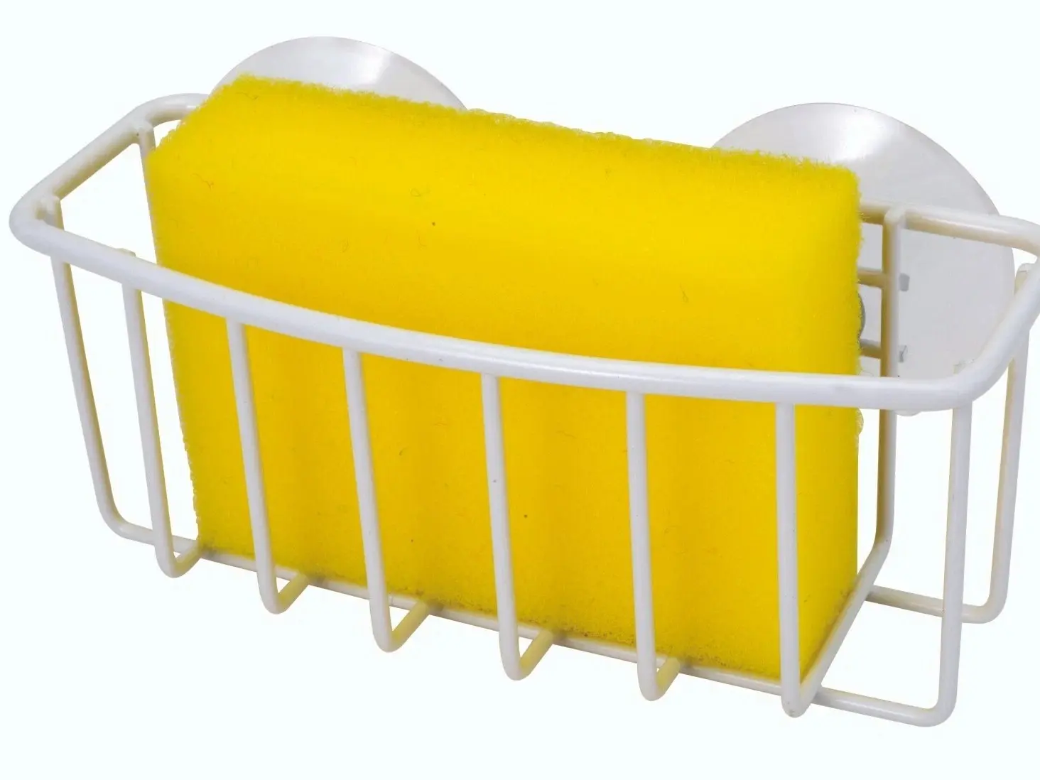 Sponge Holder with 2 Suction Cups - Black/White Home Organizer Storage Rack for Draining