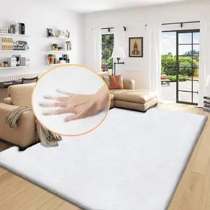 White Washable Furry Area Rug Runner Faux Bunny Fuzzy Fur Rugs for Bedroom Living Room 2x6 Rug Runners for Hallways Room Décor