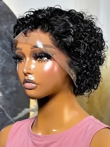 8 Inches Short Bob Curly Human Hair Wig, 13x4 Lace Front Design, 180% Density, Natural Look & Style for Women, Curly Bob Wigs