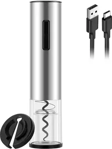 Electric Wine Opener, Battery Operated Corkscrews Wine Bottles Openers with Foil Cutter & LED Light Bottle Stainless Steel Lightweight